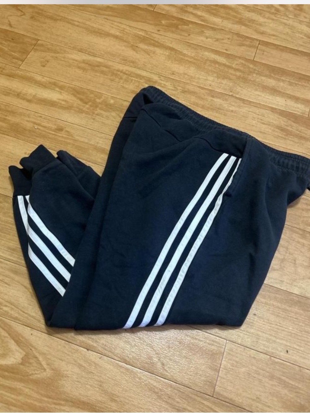adidas Black Joggers with White Triple Stripes